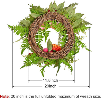 20 Inch Christmas Wreath with Pinecone Berries Christmas Decorations Front Door Wreath for Outdoor Indoor Party Wall Table Home Decor Brown Sign