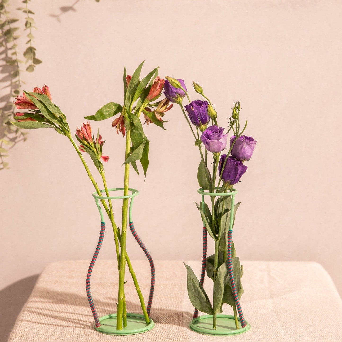 Green Silhouette Metal Line Vase