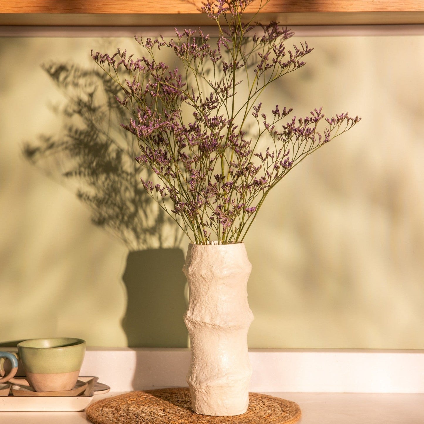 Off White Textured Paper Mache Vase