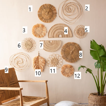 Rattan Wall Hangings Set of 12