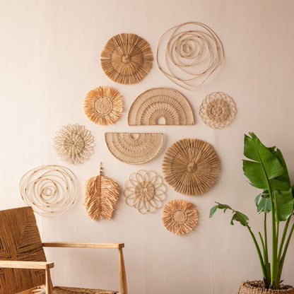 Rattan Wall Hangings Set of 12