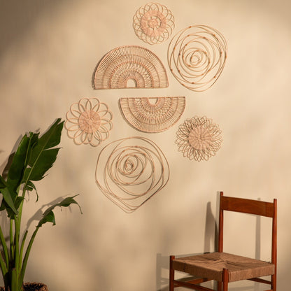 Rattan Wall Hangings Set of 12