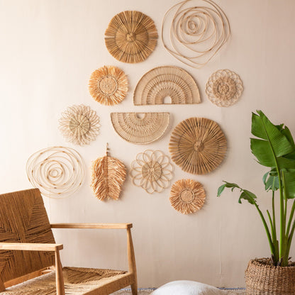 Rattan Wall Hangings Set of 12