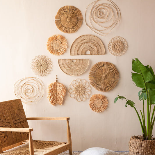 Rattan Wall Hangings Set of 12